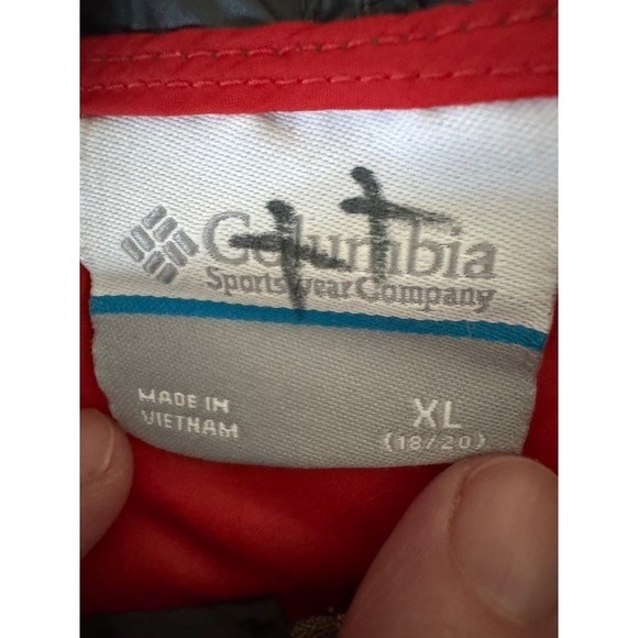 Columbia Colorblock Hooded Windbreaker Jacket Red Gray XL - Picture 7 of 13